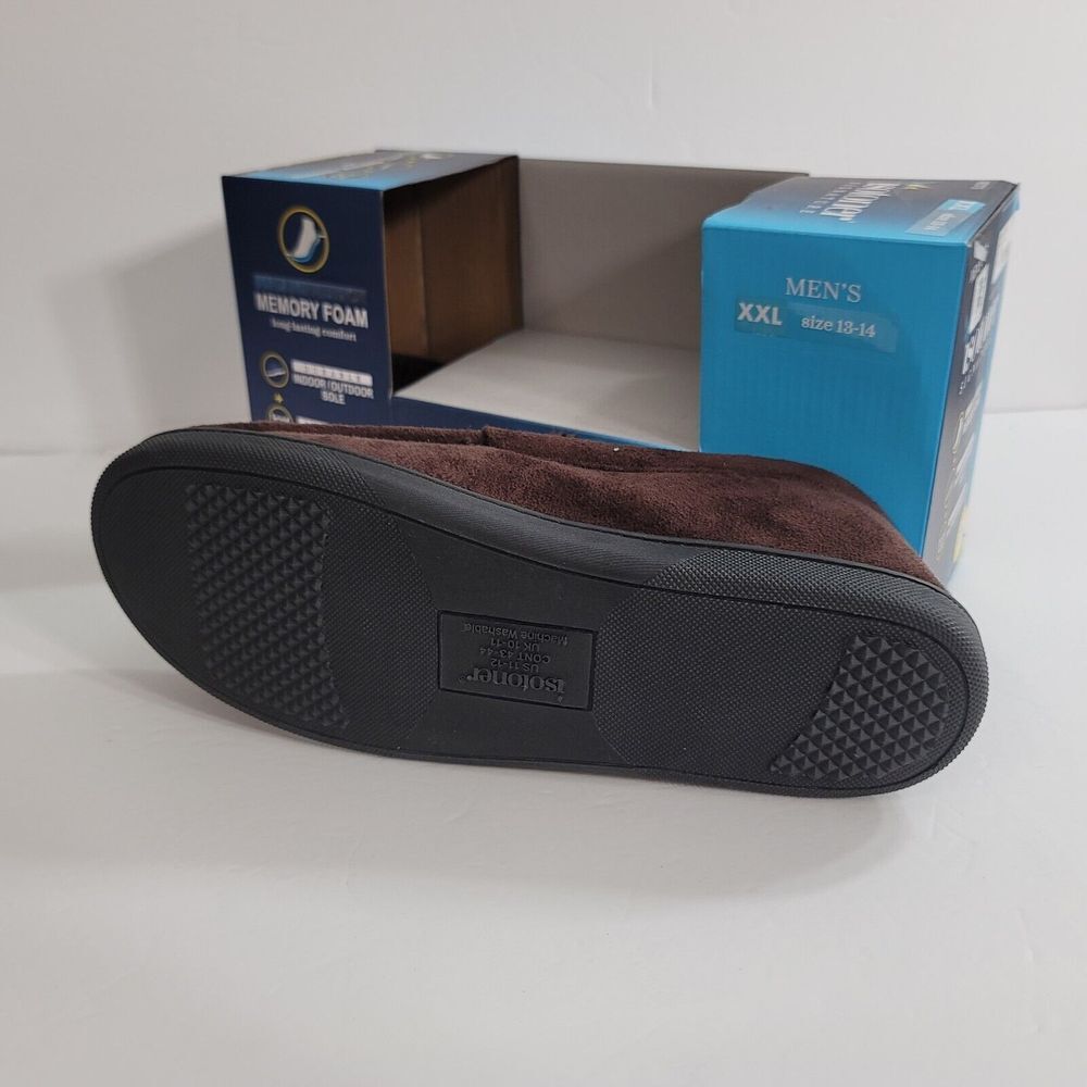 Isotoner Signature Moccasin Slippers Mens 2XL 13-14 Foam‎ Faux Suede Brown NEW - Picture 3 of 6